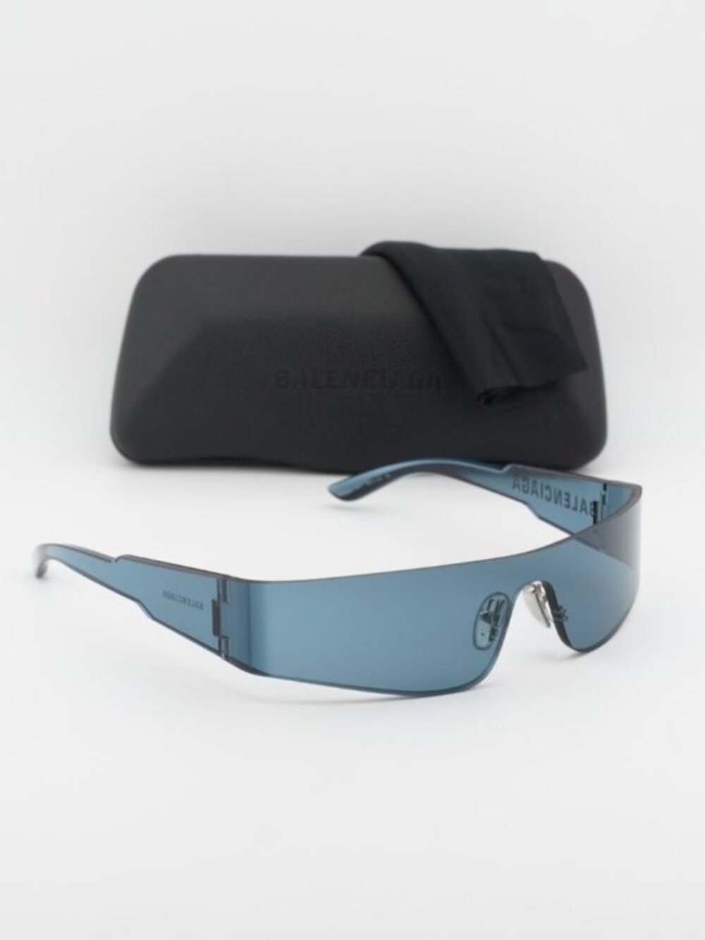 Balenciaga BB0041S 014 Shield Unisex Wrap-Around Sunglasses - Blue